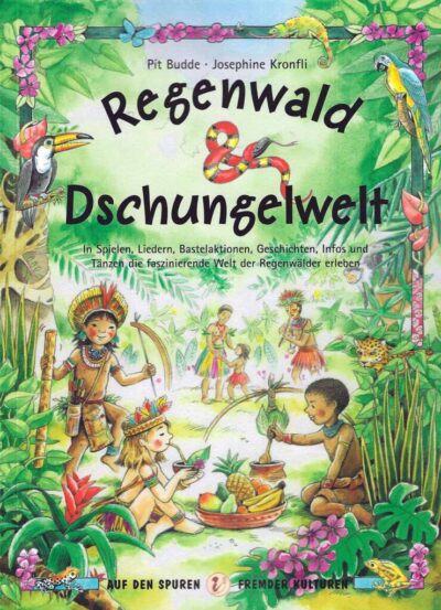 Regenwald und Dschungelwelt. In Spielen, Liedern, Bastelaktionen, Geschichten, Infos und Tänzen die fazinierende Welt der Regenwälder erleben.