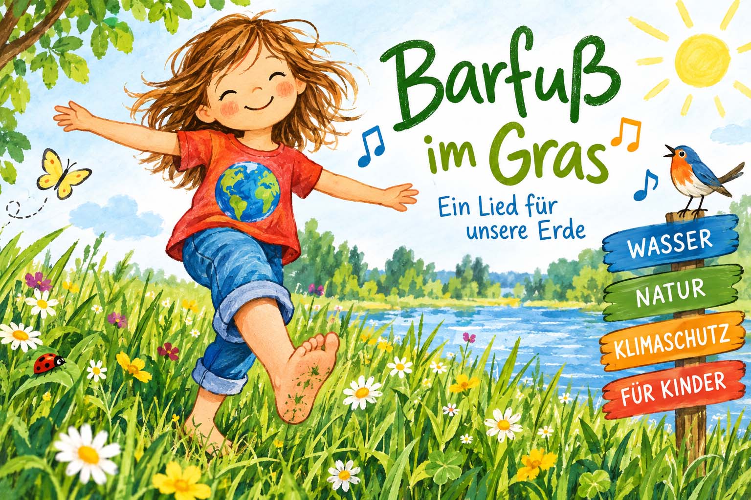 Barfuß im Gras- Ein Umweltlied für kleine Leute