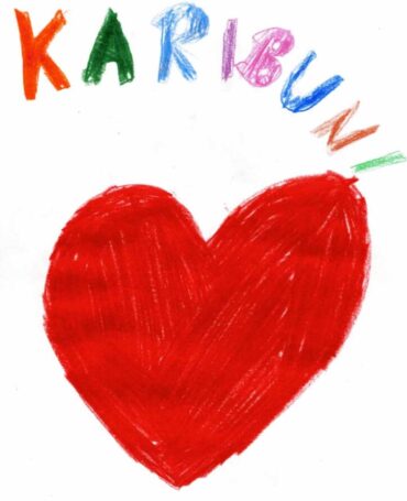Karibuni-Kinder malen-ein Herz